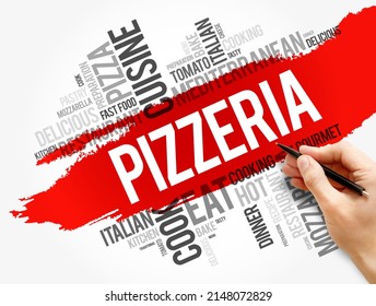 Pizzeria Word Cloud Collage, Food Concept Background