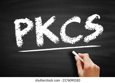 PKCS - Public Key Cryptography Standards Acronym, Technology Concept On Blackboard