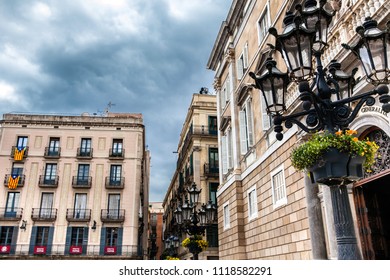 Placa De Sant Jaume At The Gothic Square In Barcelona, Spain