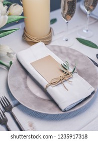 Place Card Mockup. Wedding Table Setting. 