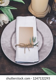 Place Card Mockup. Wedding Table Setting. 