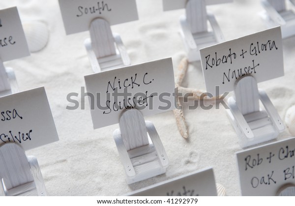 Place Cards Beach Themed Wedding Stock Photo Edit Now 41292979
