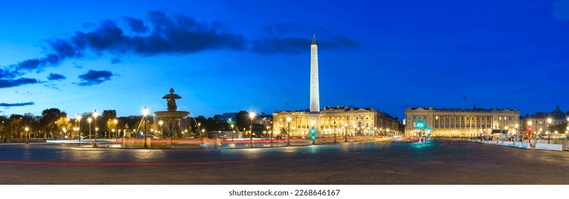 Place de la Concorde panorama with the Luxor Egyptian Obelisk in Paris. France - Shutterstock ID 2268646167