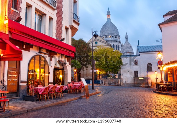 Place Du Tertre Tables Cafe Sacrecoeur Stock Photo Edit Now