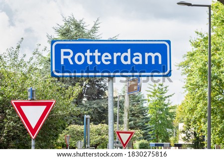 Place name sign of the city of Rotterdam, Netherlands