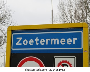 Place name sign of Zoetermeer in the Netherlands