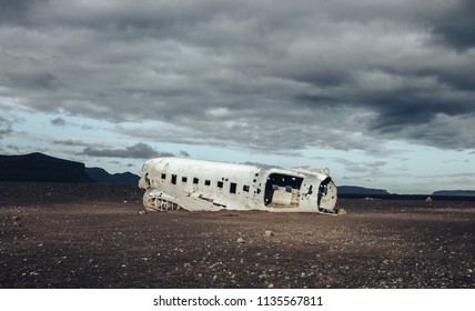 Place Of Plane Crash Black Beach In Iceland