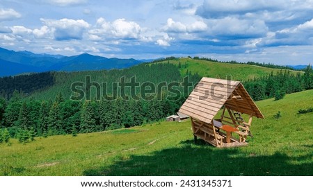 A place for rest and relaxation high in the mountains. Carpathians 商業照片 © 