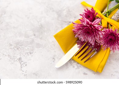 Place Setting Is Decorated For An Easter Meal