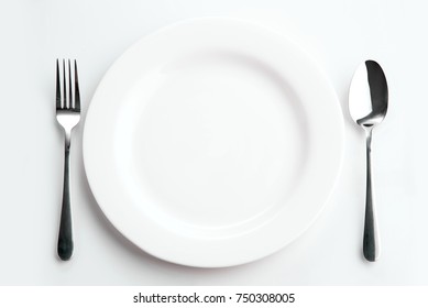 Place Setting Plate Spoon Fork Stock Photo 750308005 