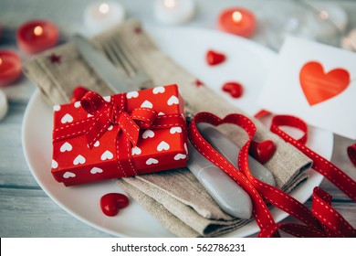Place setting for Valentines day 
