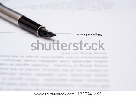 Place for signature and pen