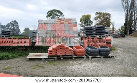 A place where materials for infrastructure and superstructure construction, roadside paving stones and paving stones are stored.