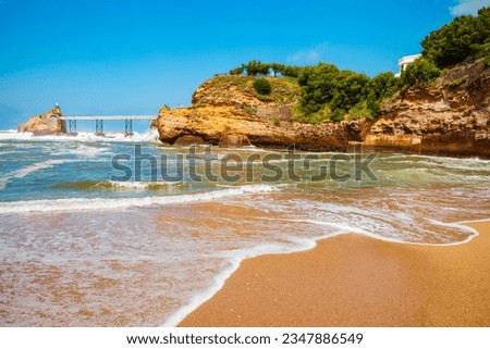 Plage du Port Vieux is a public beach in Biarritz city on the Bay of Biscay on the Atlantic coast in France