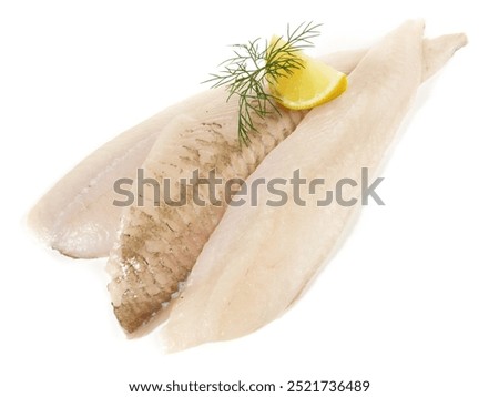 Plaice Fish Fillets - Isolated on white Background