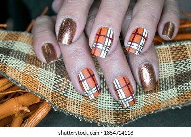 Plaid Autumn Inspired Nail Art