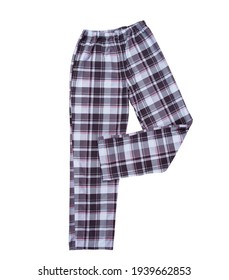 Plaid Pajama Pants Isolated - Sleepwear Close Up