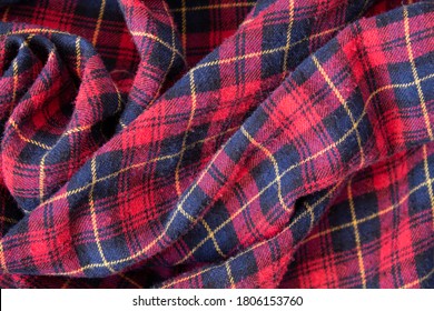 Plaid red flannel warm fabric texture