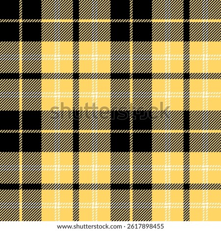 plaid tartan seamless repeat pattern.  This is a black yellow white checkered plaid vector illustration.  Design for decorative,wallpaper,shirts,clothing,tablecloths,wrapping,textile,fabric,texture