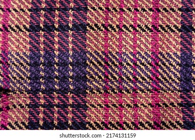 Plaid Woven Knit Pink, Purple, Yellow And Black Textile Bg Texture