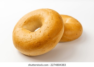 plain bagel on a white background