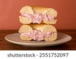 Plain bagels with strawberry cream cheese