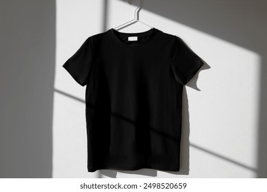 plain basic cloth t-shirt black mockup
