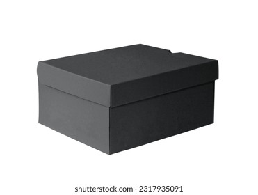 Plain Black closed shoebox mockup on isolated background