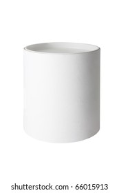 Plain Blank White Round Tub Or Box Isolated On A White Background