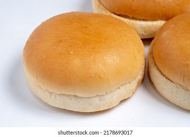 Plain Burger Buns On White Background