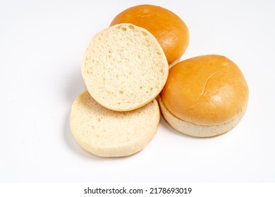 Plain Burger Buns On White Background