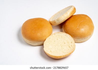 Plain Burger Buns On White Background