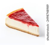 plain cheesecake slice on white background