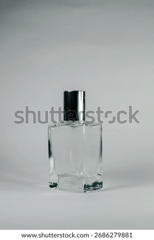 Plain clear perfume bottle packaging with a plain white background