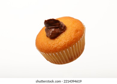 Plain Cupcake Chocolate Topping Isolated On White Background