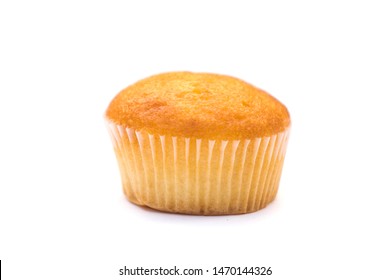 A Plain Cupcake Or Madeleine On A White Background.