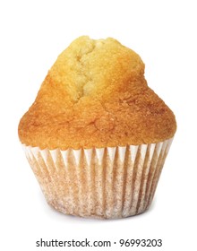 A Plain Cupcake Or Madeleine On A White Background