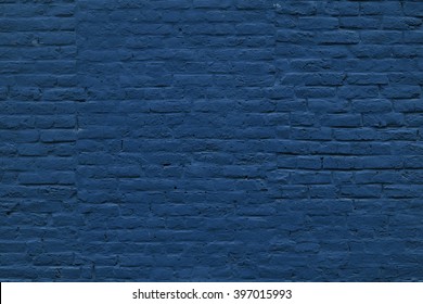 Plain Dark Blue Painted Brick Wall. 