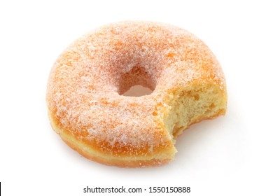 Plain Doughnut With A Bite Missing Isolated On White