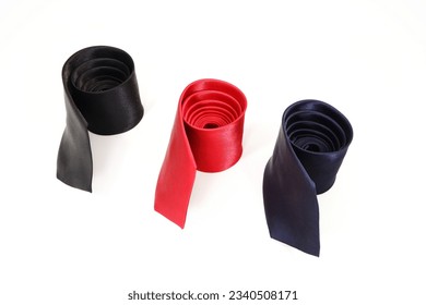 plain fabric neckties isolated on white background close up noperson 