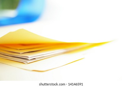 Plain Folder Filled With Papers, Closeup