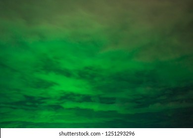 plain green horrible clouds in the night