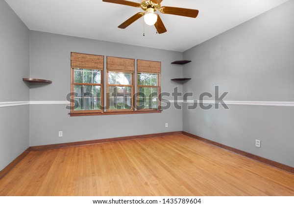 Plain Grey Room Hardwood Floors Ceiling Buildings