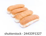 Plain hotdog buns on isolated white background