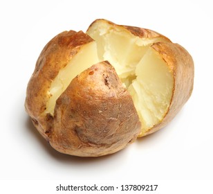 Plain Jacket Potato On White Background.