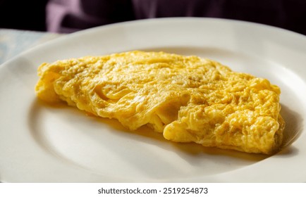 plain omelette on white plate 