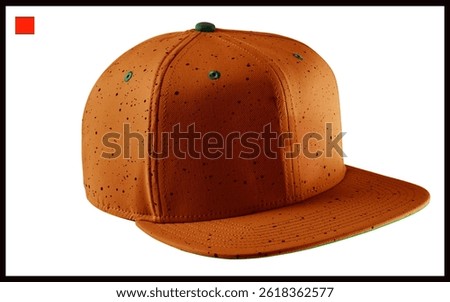 Plain orange snapback hat mockup image suitable for advertising, with white background