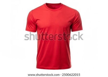 Plain red t shirt mockup, Blank male t shirt front view, isolated on white background