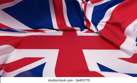 Plain showcase pedestal covered with Great Britain flag. Extralarge resolution