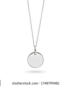 Plain Silver Necklace with Chain Isolated on White Background - Shutterstock ID 1748799482